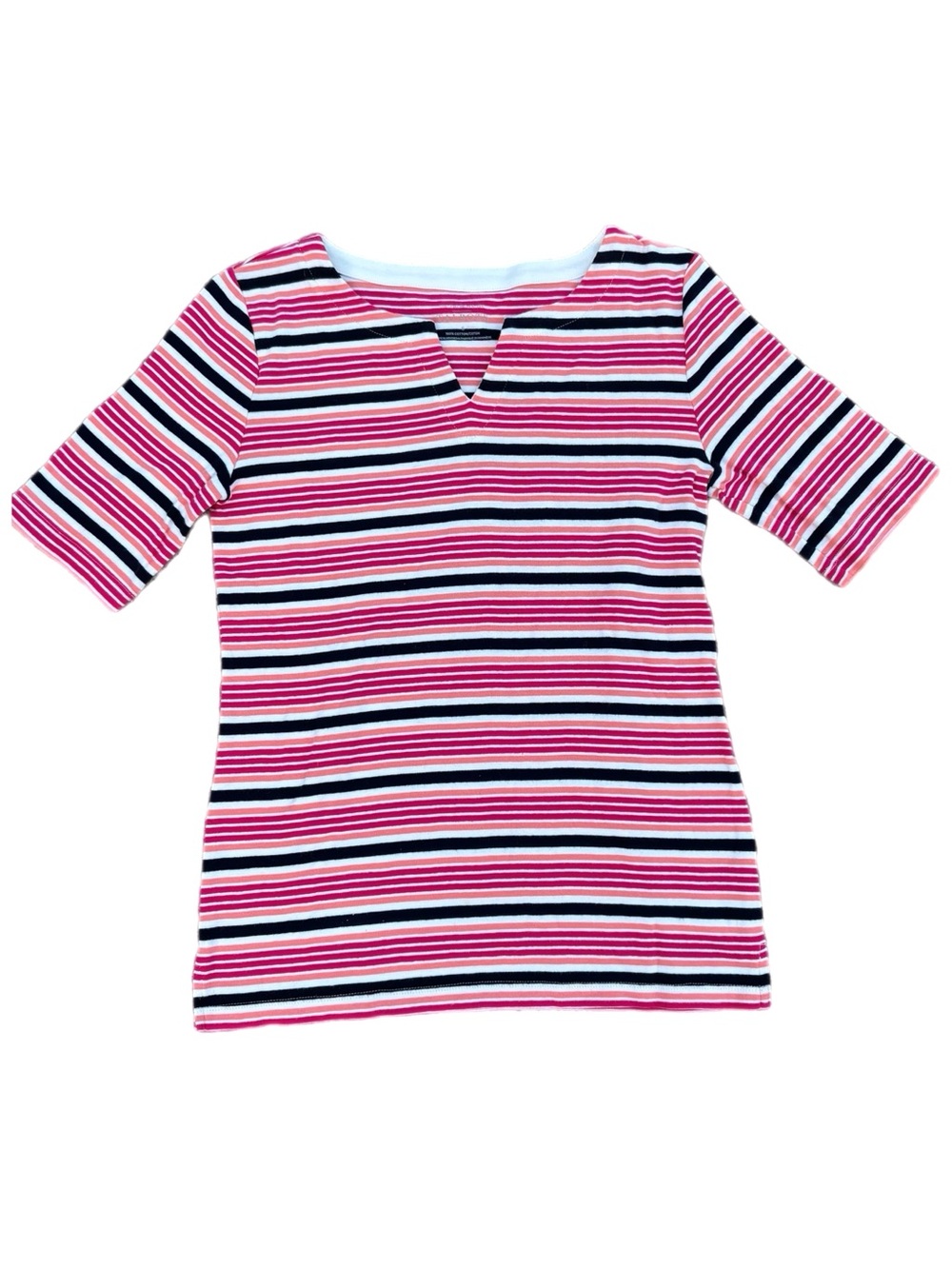 Talbots | Split Neck Cotton Striped Tee